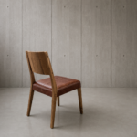 Silla Borneo de madera maciza y cuero vacuno genuino