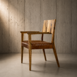 Sillon Borneo de madera maciza guayubira y cuero vacuno genuino | Astika