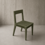 Silla madera maciza color pistacho, asiento tejido a mano.